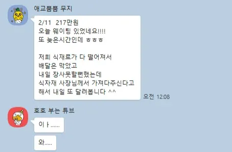 카카오톡 방문자 수 보고 - 2월 11일 217명 방문 성과